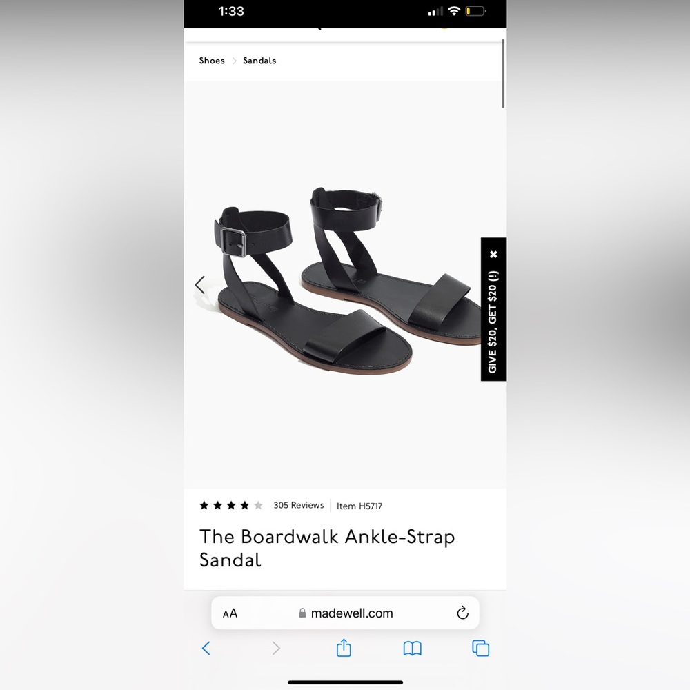 Madewell The Boardwalk Ankle Strap Sandal - neutral brown color size 8 like new!